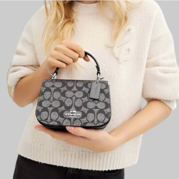 COACH Women's Lysa Small Top Handle Crossbody Bag in Signature Canvas